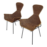 pair of Italian wicker chairs
