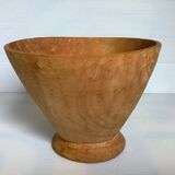 Asymmetrical basket empty pocket carved wood handcrafted