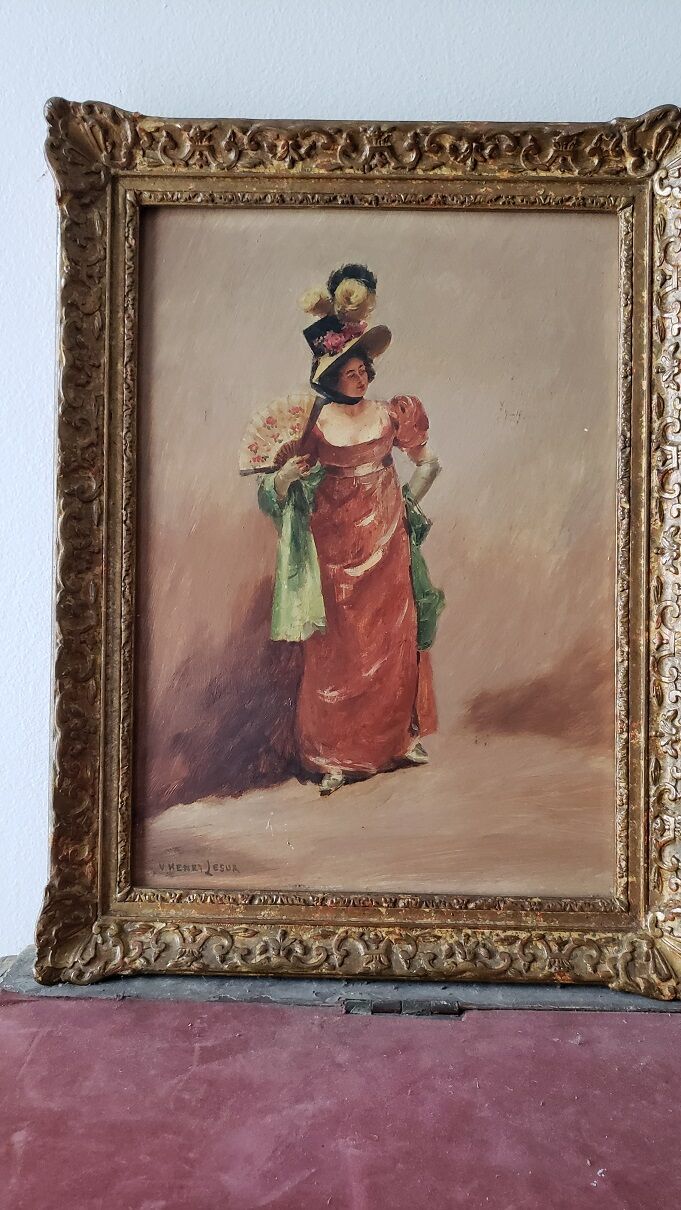 Pair of oils on panel by henri victor lesur