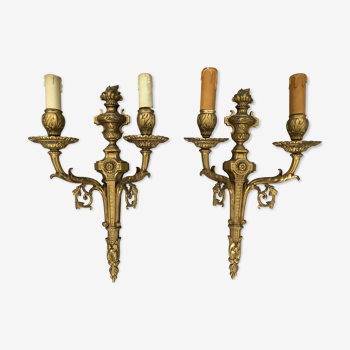 Pairs of gilded bronze wall lamps - Louis XVI - Fire pot