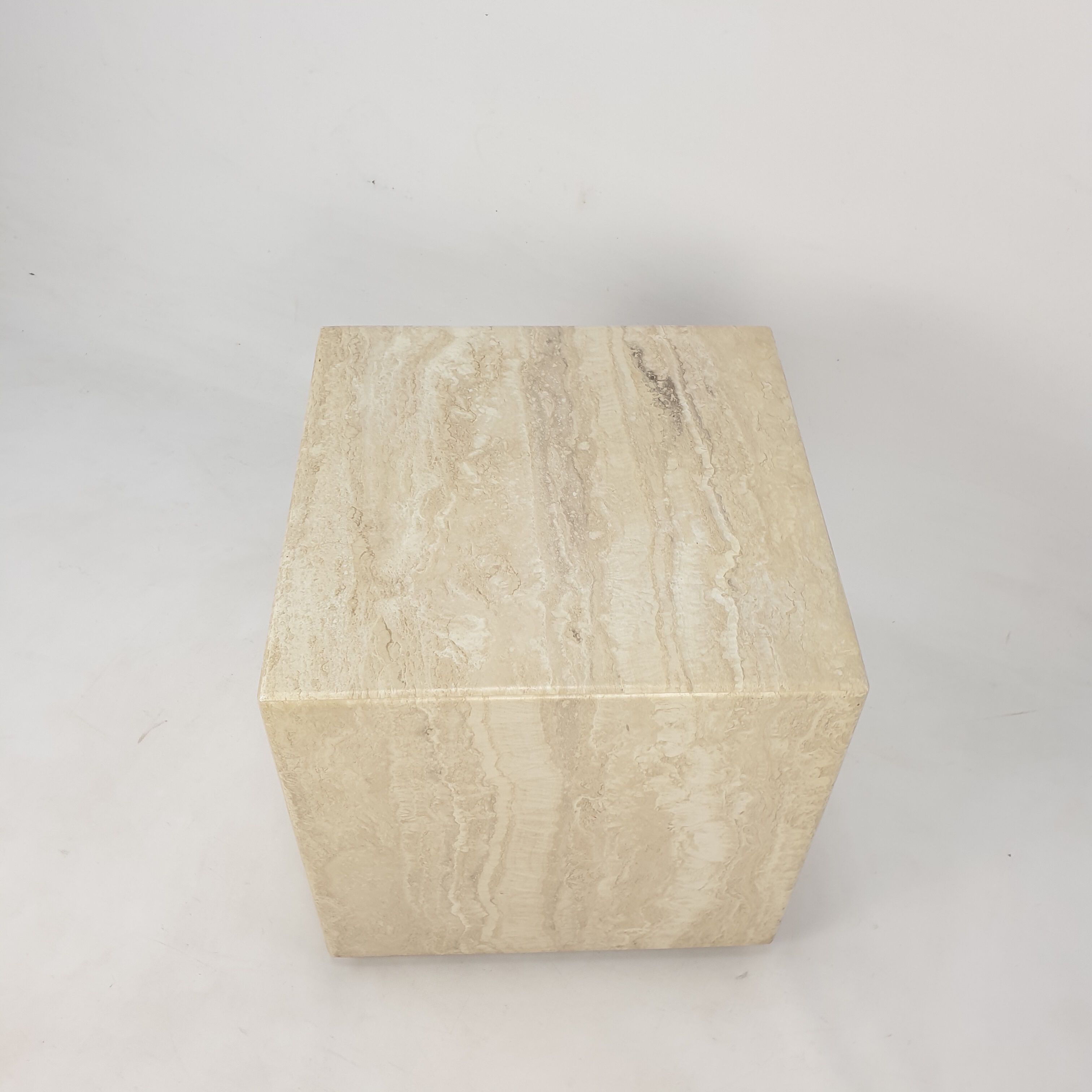 Italian Travertine Side Table, 1980's