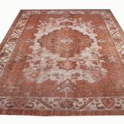 Overdyed handmade persian rust brown wool area rug - 241x342cm
