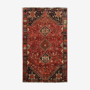 Vintage Persian Qashqai Handmade Wool Shiraz Rug- 119x243cm