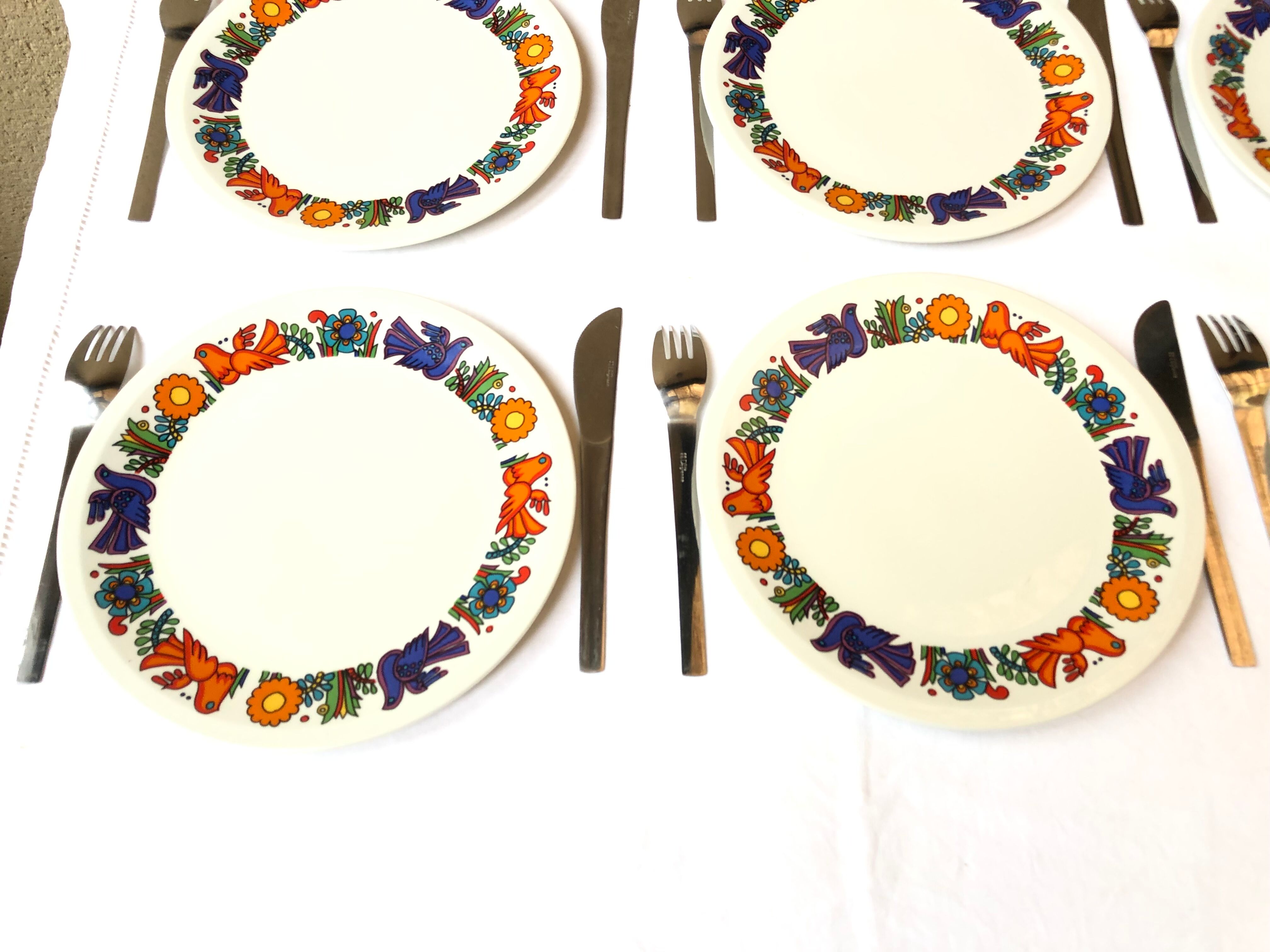 6 dessert plates Villeroy & Boch service Acapulco vintage 70