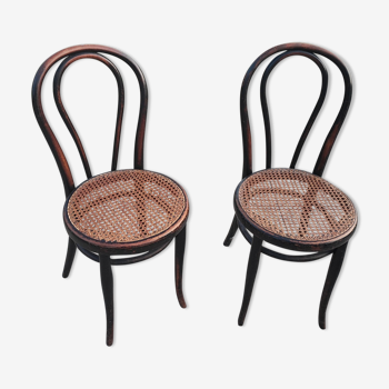 Duo chairs Thonet Austria seated cannée bistro blackened wood