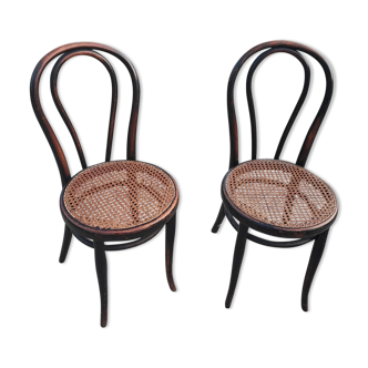 Duo chairs Thonet Austria seated cannée bistro blackened wood