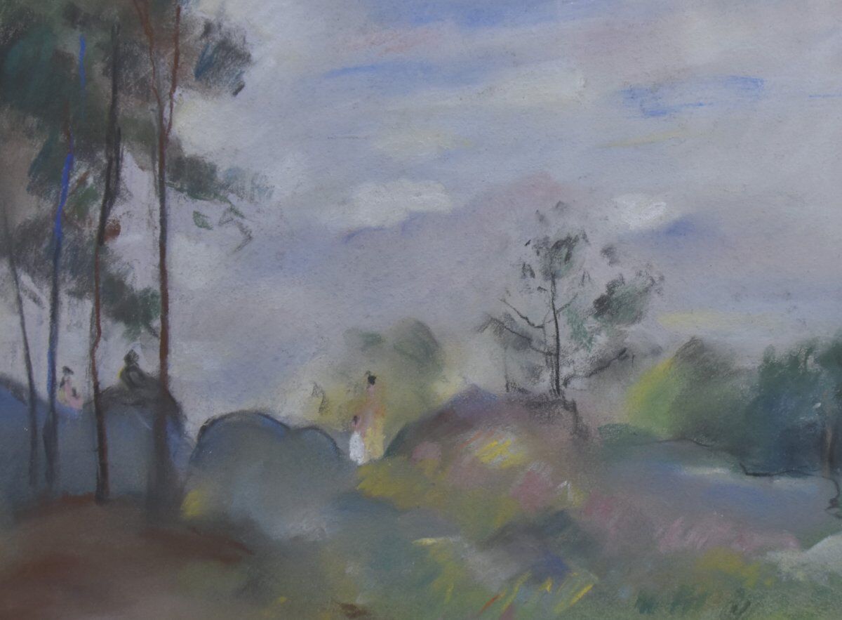 Henry Ottmann (1877-1927) Edge of the woods in the mist, signed pastel