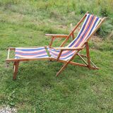 Old deckchair with footrest – toile bayadère