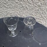 6 clear glass wine glasses with antique chiseled flower pattern