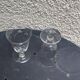 6 clear glass wine glasses with antique chiseled flower pattern