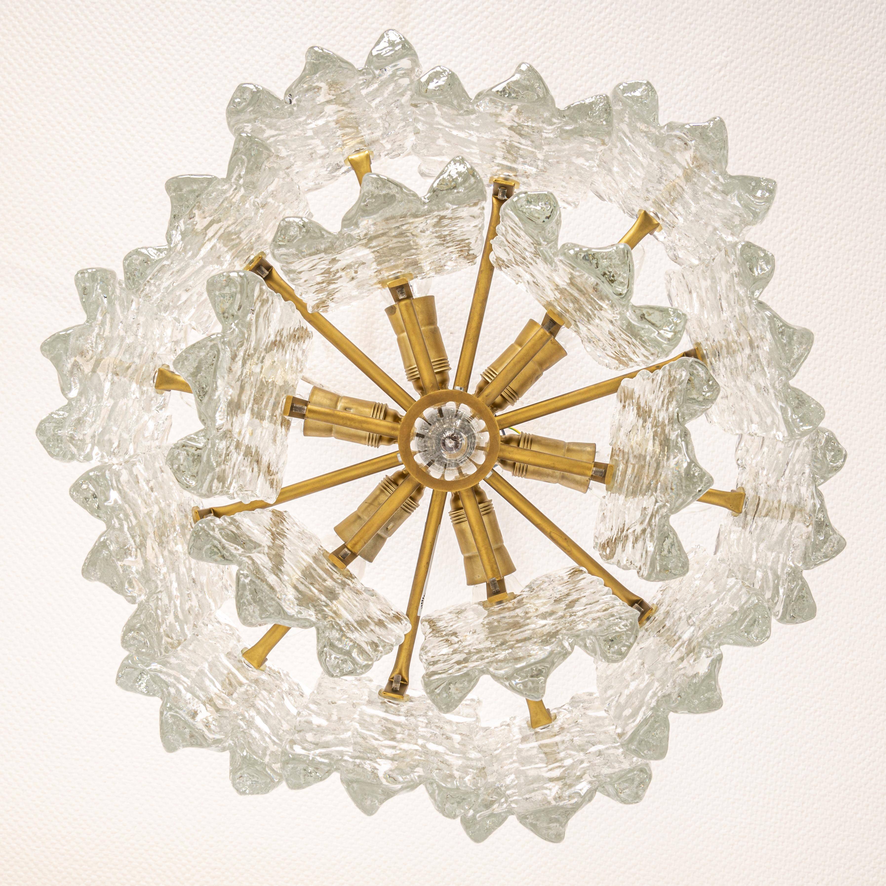 Large frosted glass chandelier from Murano by Kalmar, Austria, 1960s.