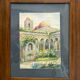 Orientalist watercolour painting "The Patio" signed & pitch pine frame
