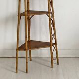 Small vintage rattan corner shelf 60's