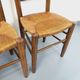 Set of 4 vintage brutalist chairs in wood and straw from the 60s