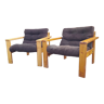Paire de fauteuils Yngve Ekström suede 1970