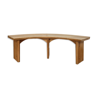 Curved half-moon bench, dlg by PIERRE CHAPO, 80s design - 2 available