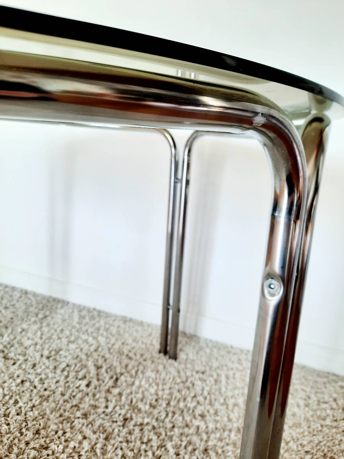 Space Age dining table smoked glass - chrome 70's