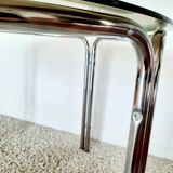 Space Age dining table smoked glass - chrome 70's