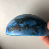 Round blue ceramic cup signed Blin around 1950