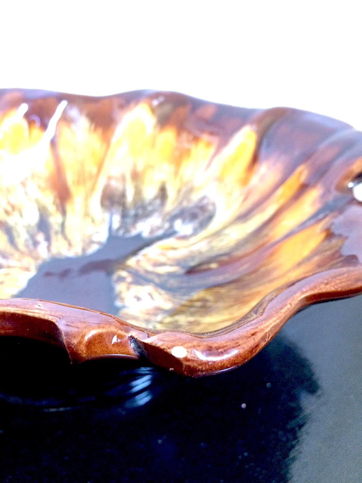 Dish Vallauris in yellow ceramic 1950 signed