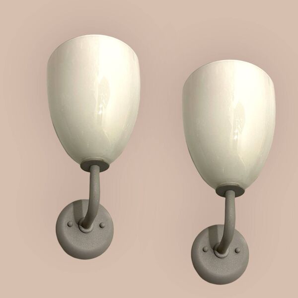 Appliques en verre opalin lot de 2