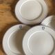 Set of 11 large flat plates – White porcelain with blue rim – Pillivuyt, 31 cm