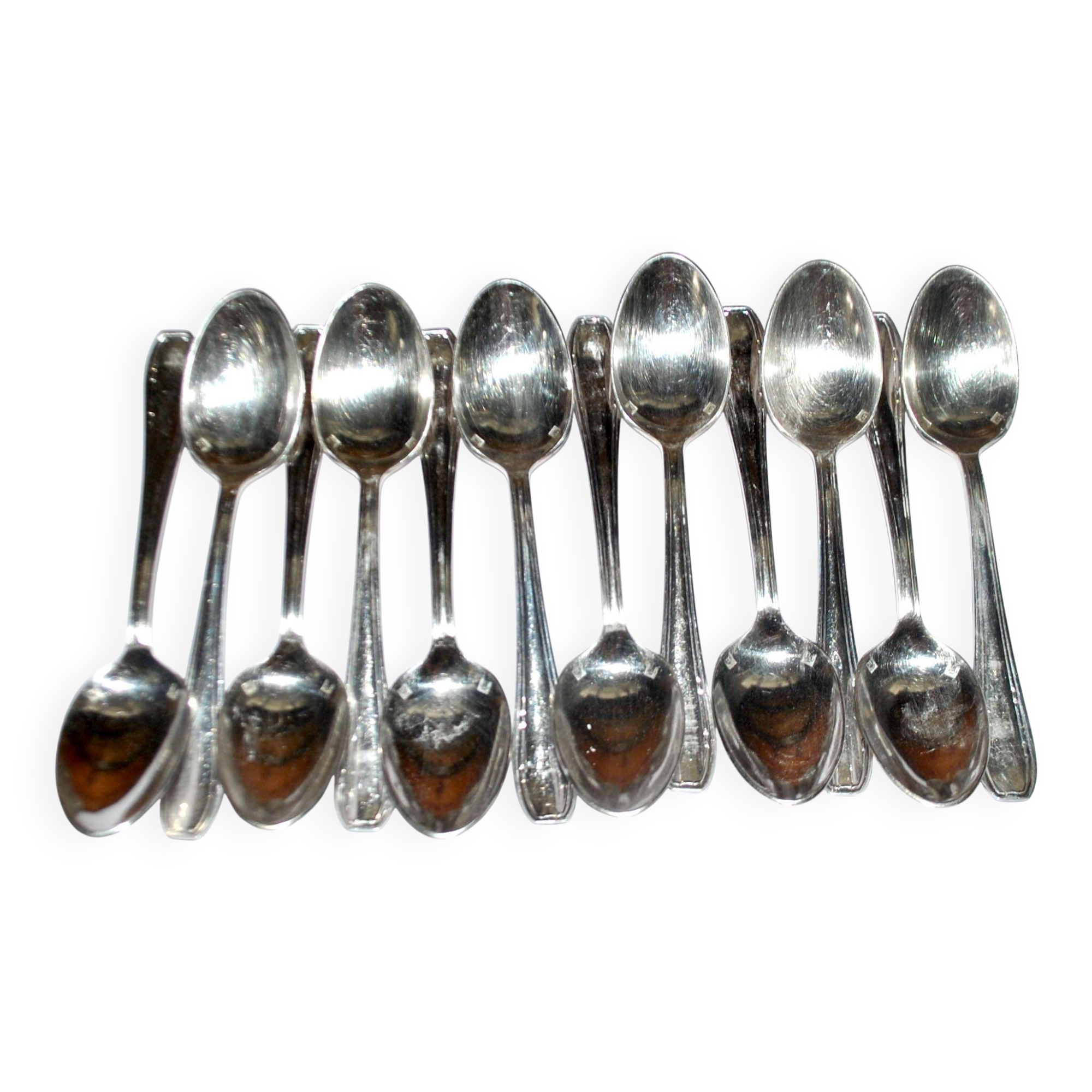 LCF set of 12 small mocha coffee spoons silverware design 1950 French cutlery