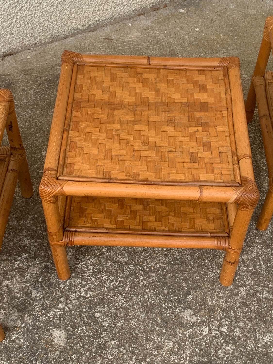 Bout de canapé rotin vintage 1960