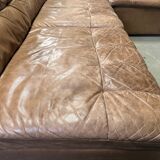 Canapé modulaire vintage en cuir marron de Laauser, années 1960