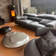 3-seater sofa TARMAC – Roche Bobois Grey leather Alpilles – Design