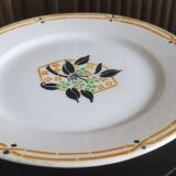 Flat plate old tunis floral porcelain HB French antique