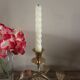 Brass candle holder with oval leaf branch