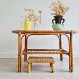 Rattan and bamboo coffee table