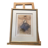 Framed watercolor, signed "M.R 44y"