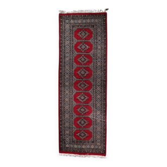 Mid-century vintage Uzbek Bukhara style wool runner 85cm x 241cm (1C1198)