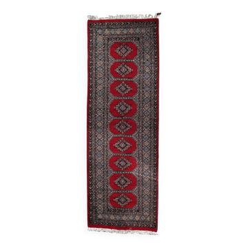 Mid-century vintage Uzbek Bukhara style wool runner 85cm x 241cm (1C1198)