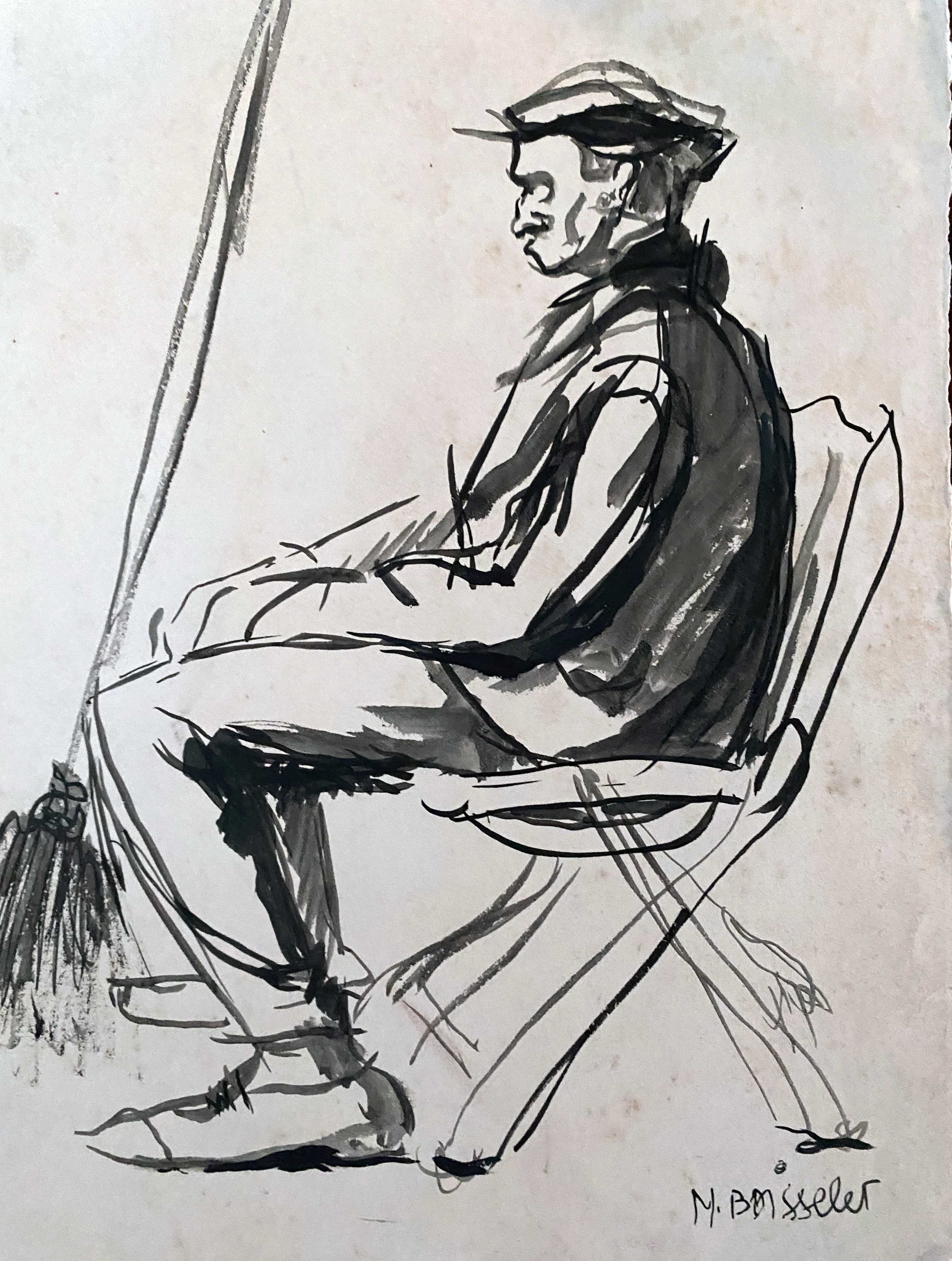 Painting Lot of 4 original inks (mid 20th century) signed Boisselet