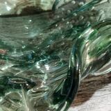 Ashtray or pocket in bubbled Murano glass in green color from the 60s
