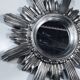 Wall Sun Mirror • Large Model • Carved Wood • Silver • 1960-70