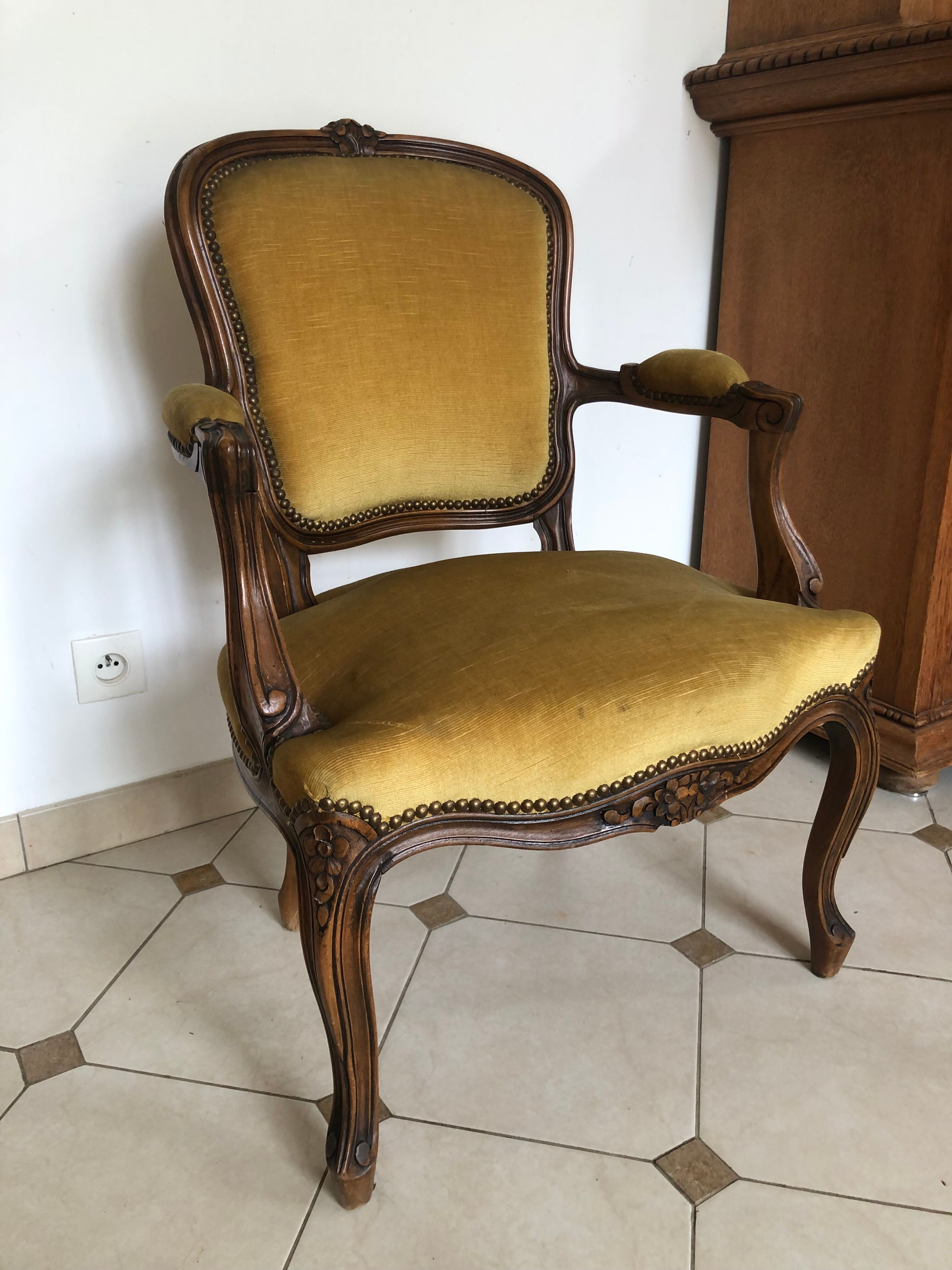 Louis XV mustard style armchair