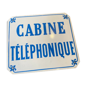 Plaque émaillée ancienne « cabine téléphonique »