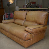 Contemporary brown vintage leather sofa