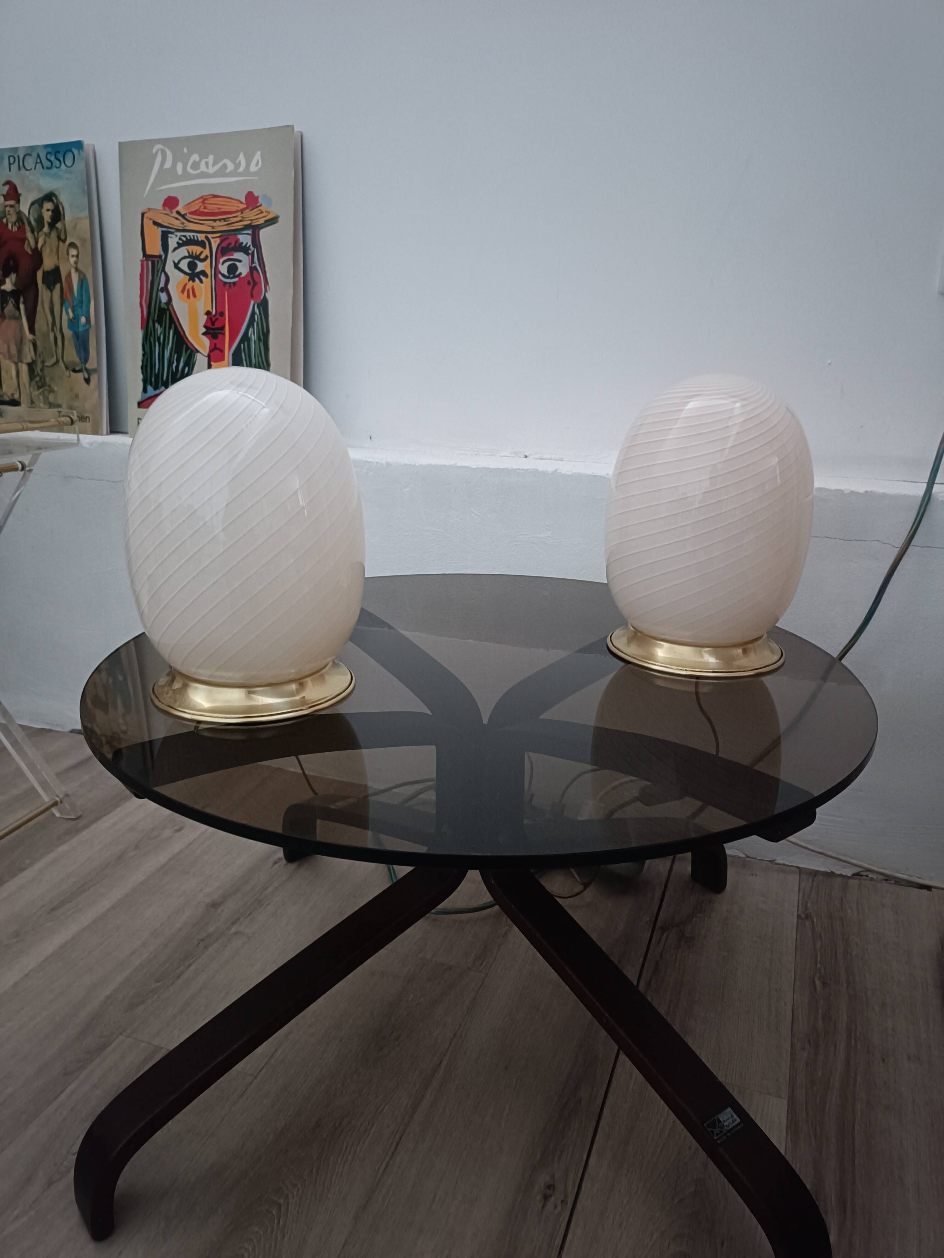 Pair of Eggs lamps, Murano glass, 1970s