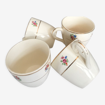 4 porcelain cups Digoin Sarreguemines