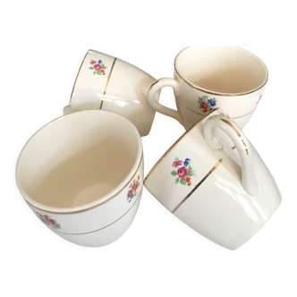 4 porcelain cups Digoin Sarreguemines