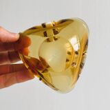 Cendrier en verre épais jaune ambré