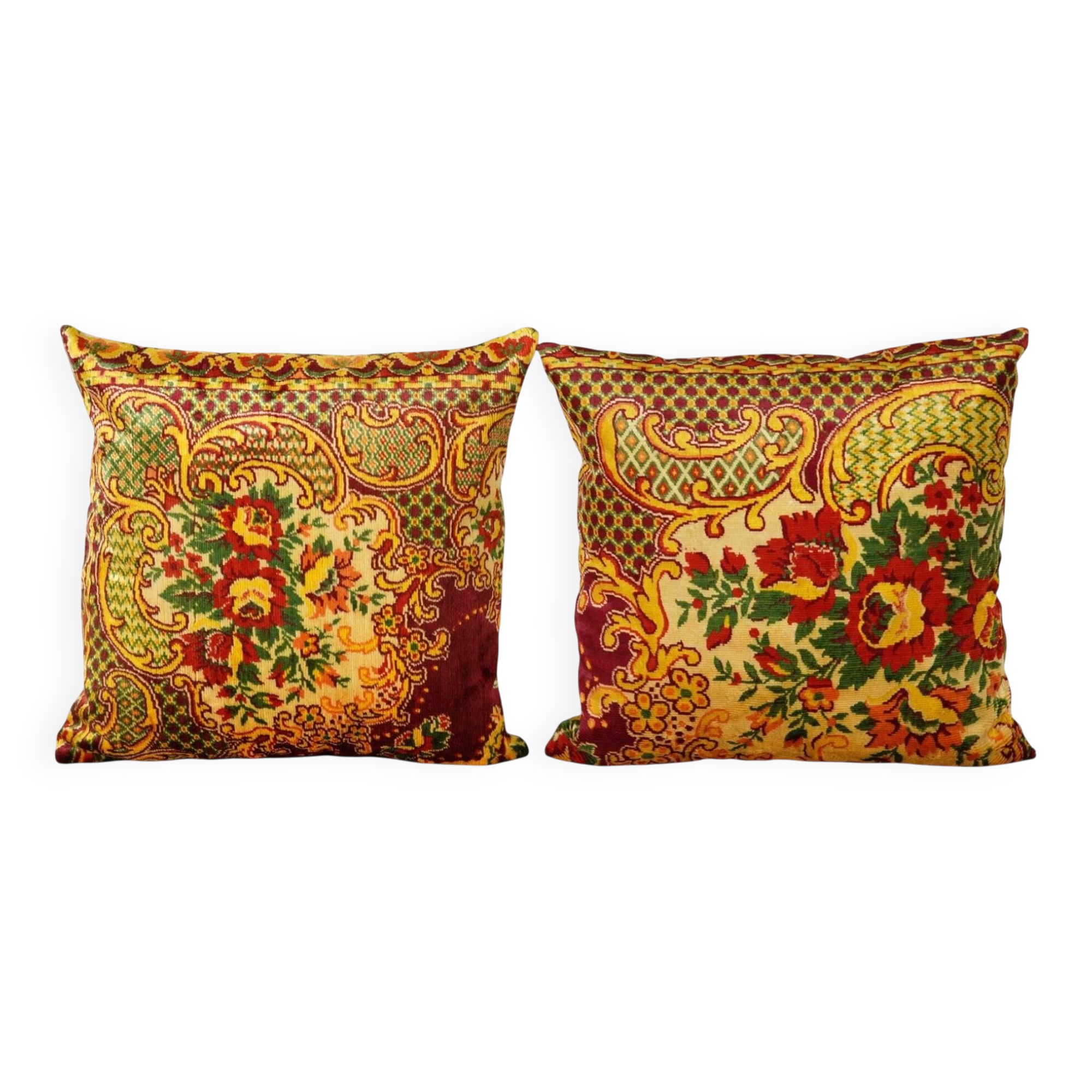 Set of 2 vintage velvet cushion covers 51x51 cm