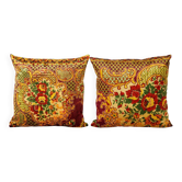 Lot de 2 housses de coussin velours vintage 51x51 cm