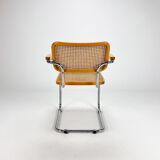Tubular frame and cane cantilever dining chair, italy, 1970s