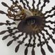Half-basket chandelier with 5 lights in bronze and Spanish ceramic. 1960s